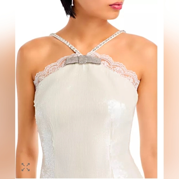 Self-Portrait Sequin Halter Mini Dress Size 8 Nwt - Picture 2 of 12